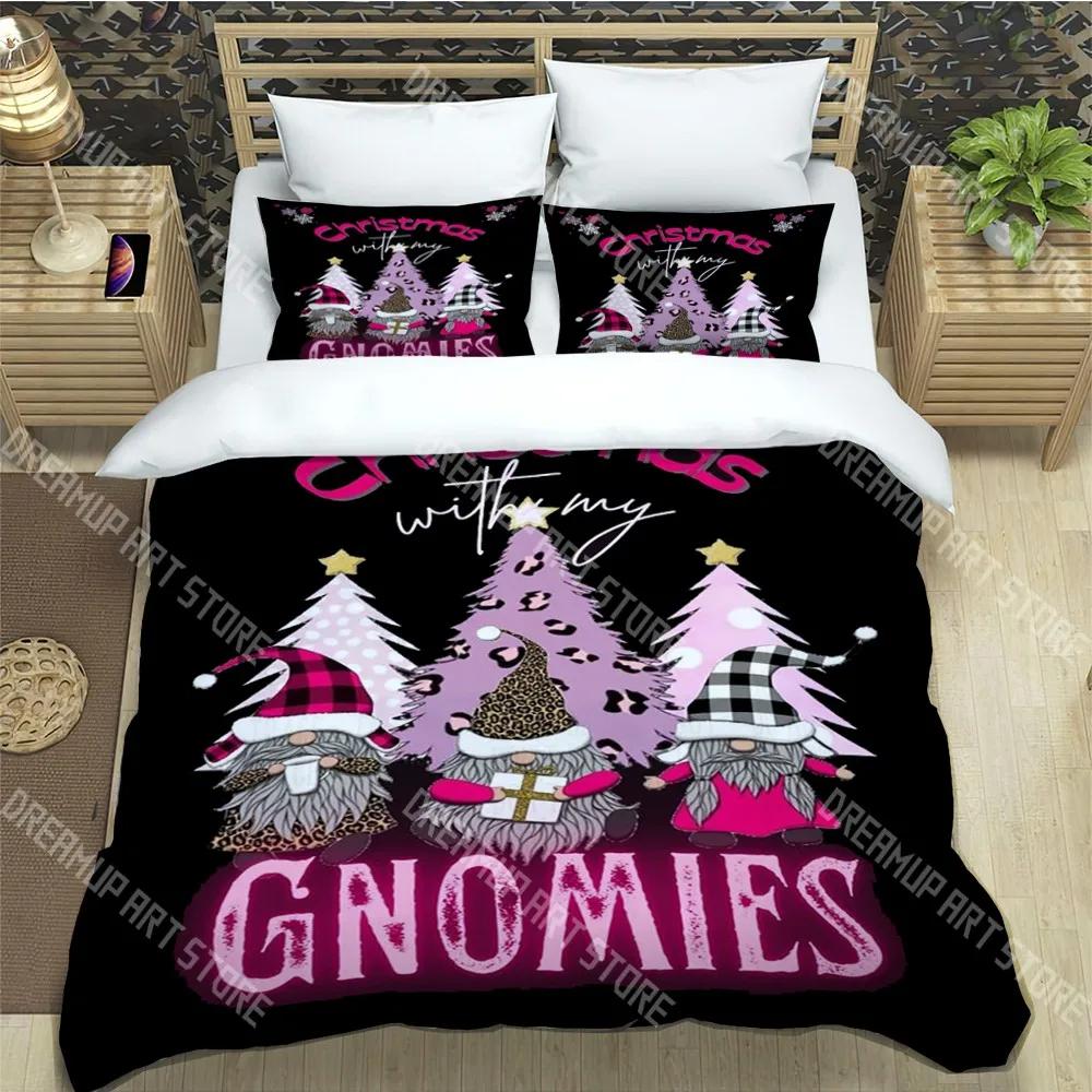 C-Christmas Dwarf Fashion Print Three-piece Set For Children Or Adults Quilt Cover Pillowcase Bedding Set Birthday Gift