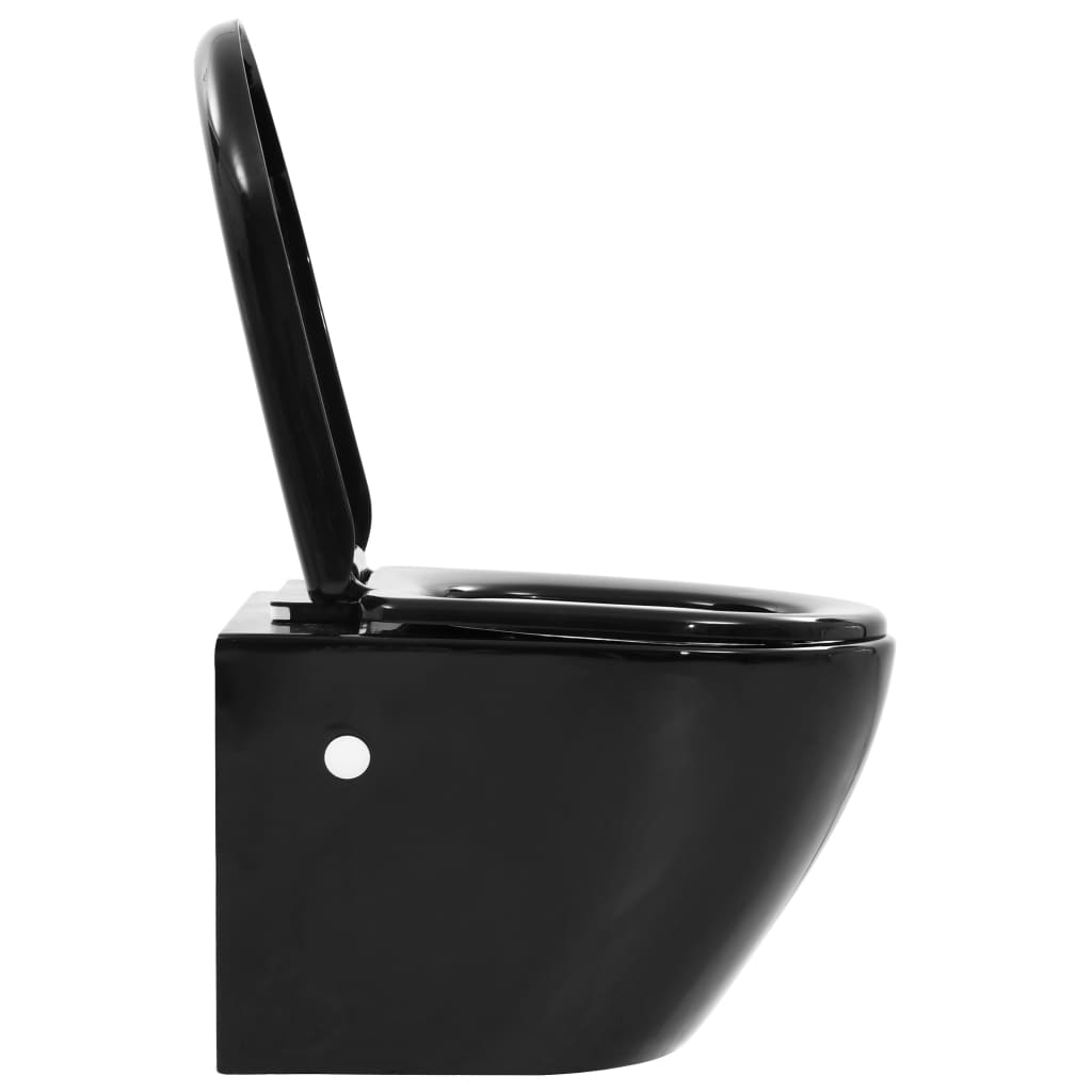 Wall mounted toilet without rim ceramic black