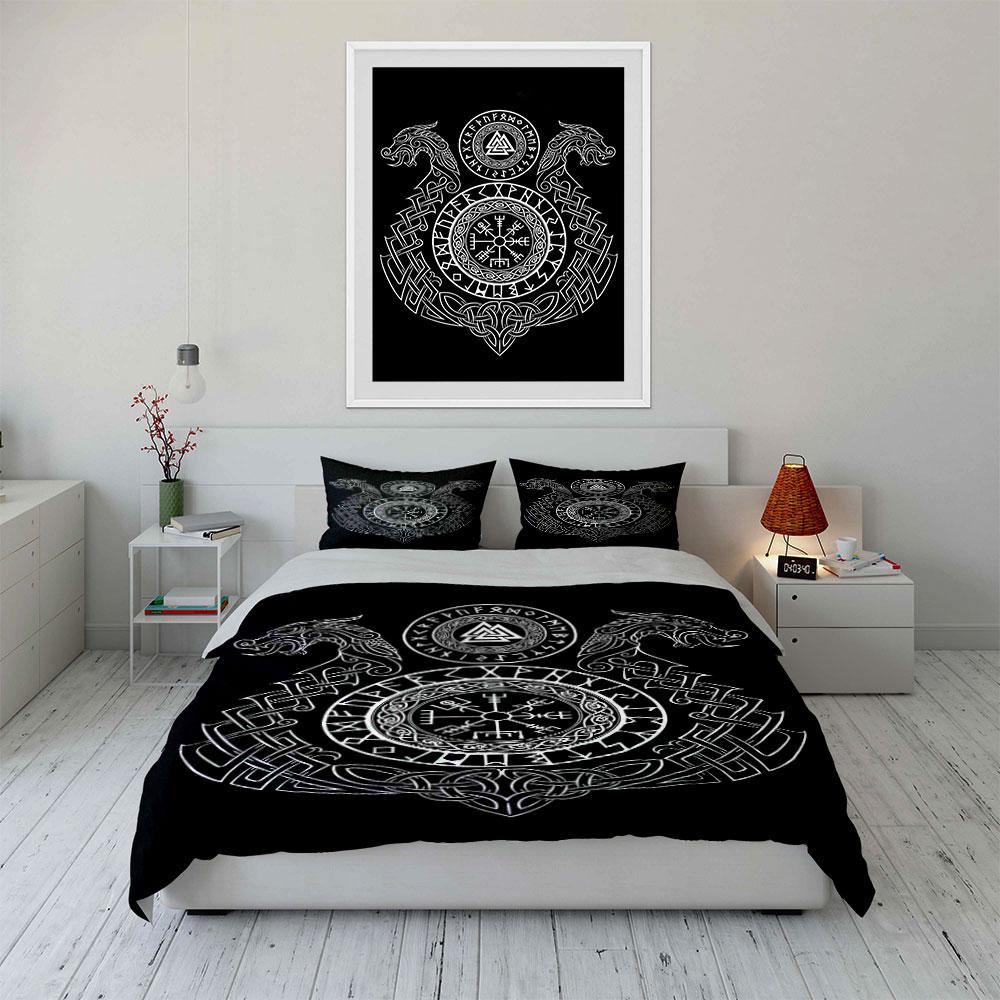 Viking symbols and dragons. Bedding sets Duvet cover sets Duvet covers Pillowcases(1*Duvet Cover 2*Pillowcases without duvet insert)