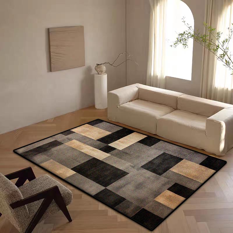 Block Design Modern Area Rugs for Living Room Luxury Decoration Home Plush Carpet Mat Bedside Bed Room Entrance Non-slip Mat IG