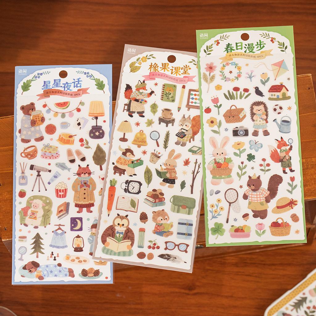 2 Pcs Kawaii Aesthetic Cartoon Stickers for Phone Camera Luggage Journal Scrapbooking Decoration Cute Stationery Decals