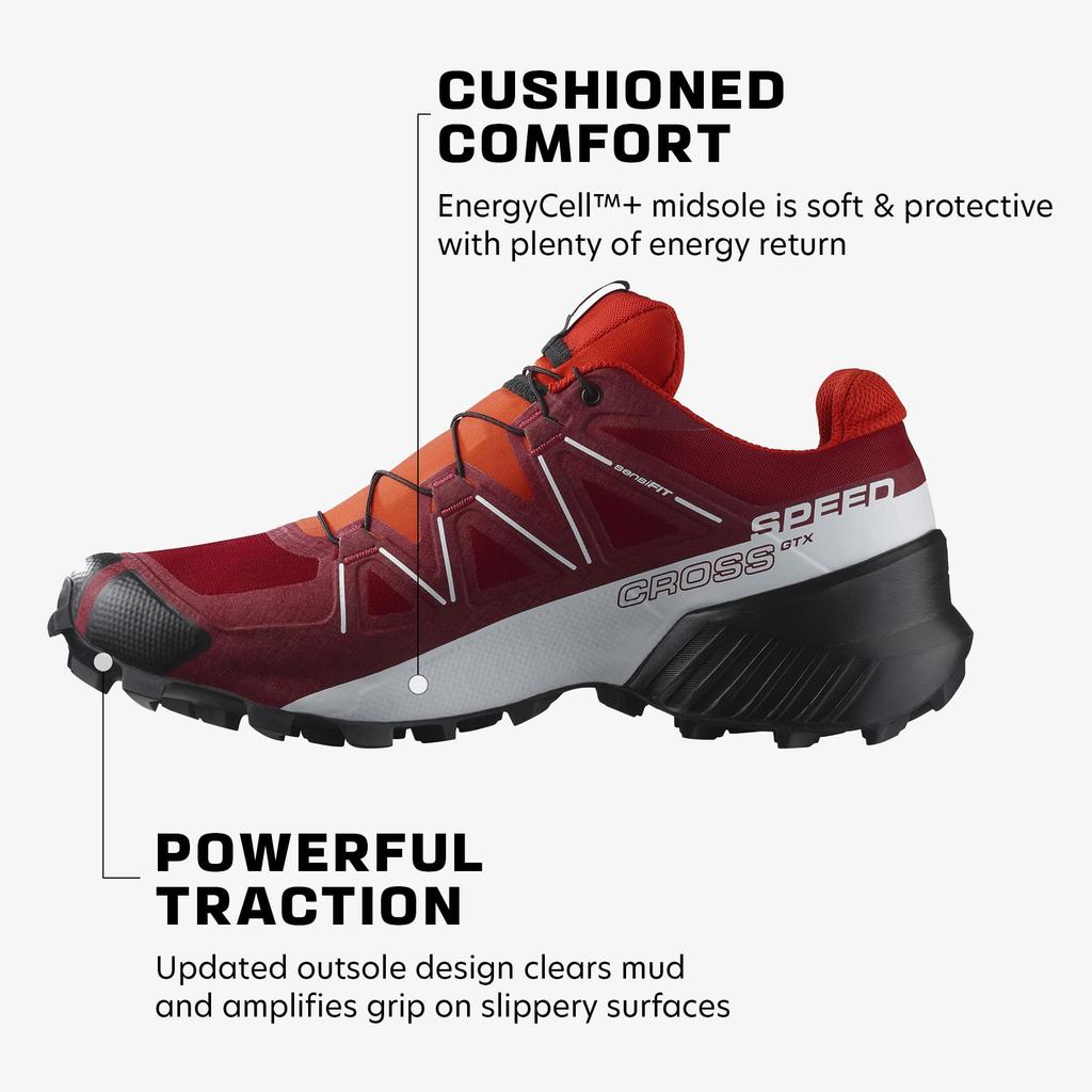 SALOMON Trail Running SPEEDCROSS Red Cm GORE-TEX Men's Dahlia/White/Black 26.5