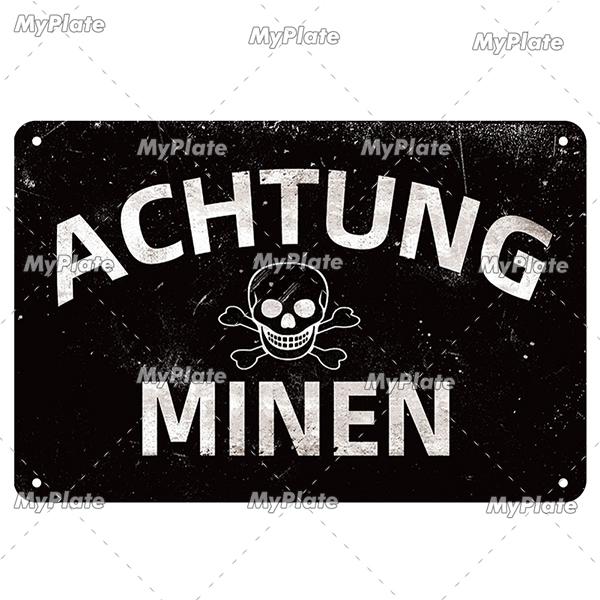 Vintage ACHTUNG HALT War Metal Signs Berlin Tin Sign Plaque Metal Plate Wall Decor For Pub Club Man Cave Plate Bar Decoration