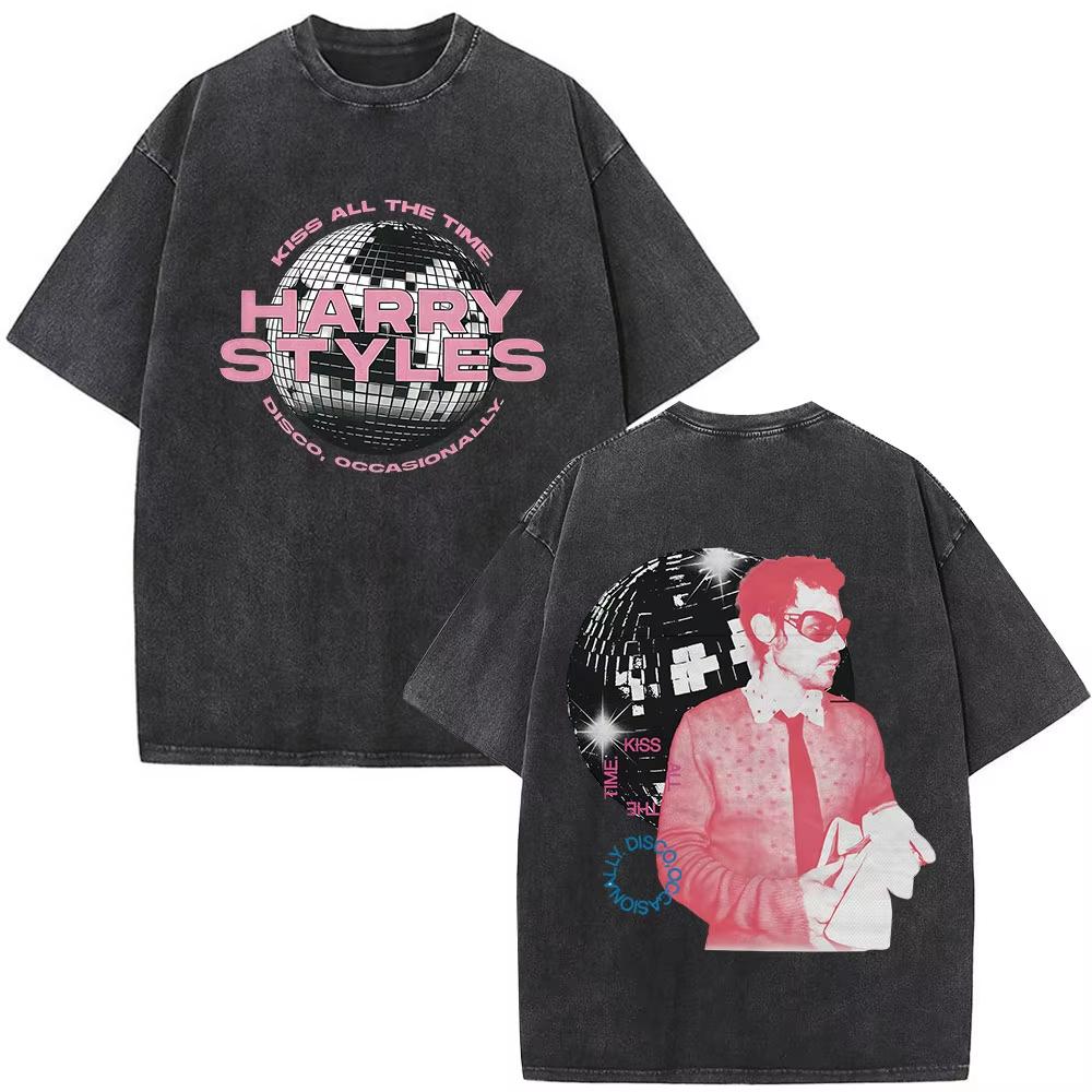 Kiss All The Time Disco Occasionally Album Vintage Washed Tshirts Men Women Clothing Fashion Hip Hop Short Sleeves T Shirt