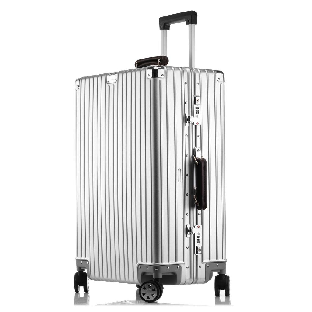 Aluminum-Magnesium Vintage Luggage with Universal Wheels - 20" Carry-On & 24" High-End Case for Women