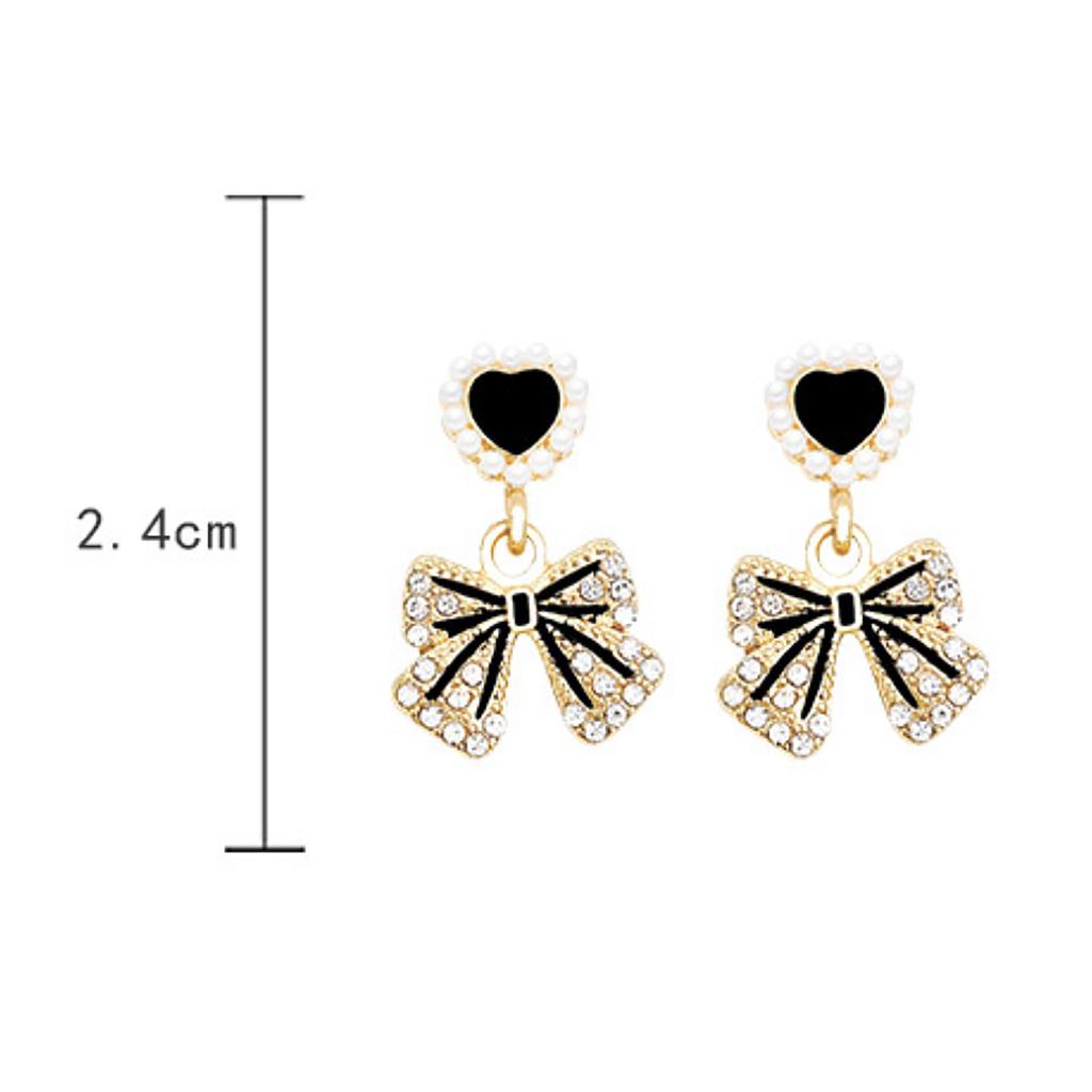 Легкие роскошные серьги-бантики в форме сердца со стразами для женщин