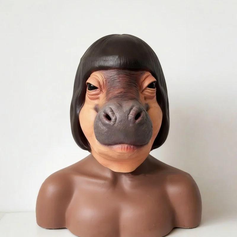 Hippo Head Mask Funny Animal Mask Novelties Deluxe Latex Hippopotamus Head Mask Cosplay Masquerade Party Costume Props