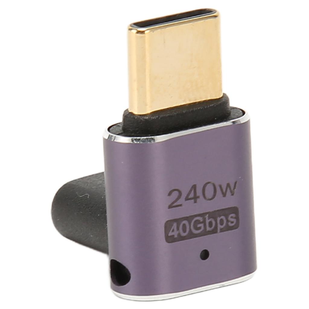 USB C Right Angle Adapter Female To Male 40Gbps PD240W Charge 8K 60Hz Middle Bend Type C 4.0