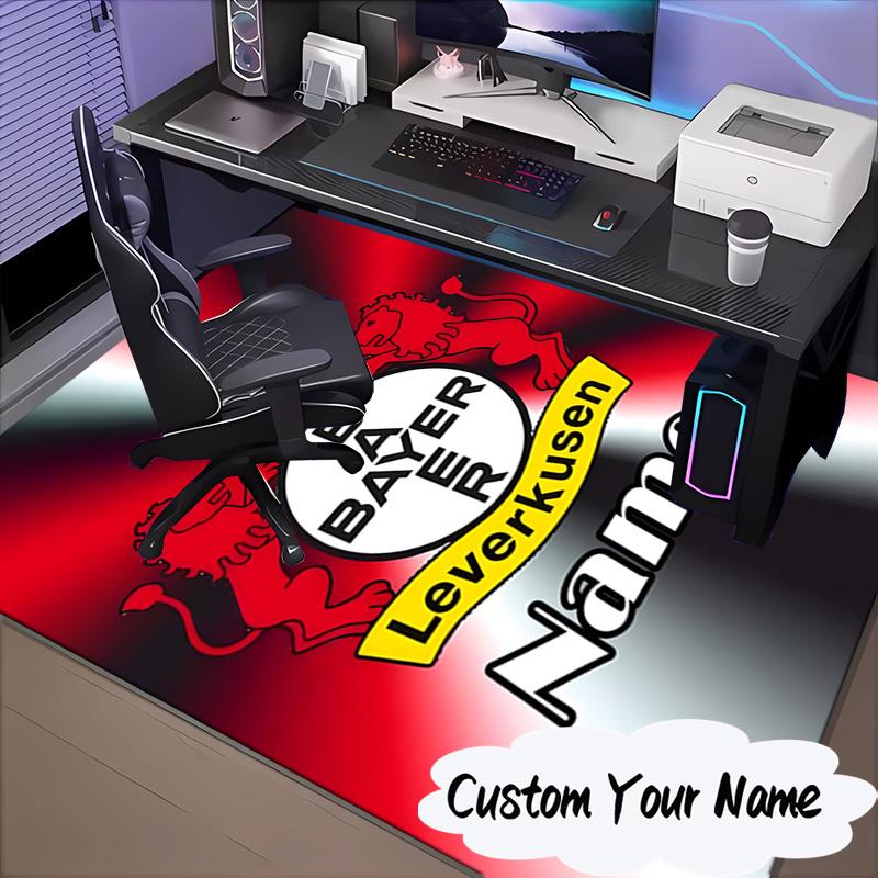 Custom Name Leverkusen Crest Rug for Living Room, Game Rooms, Office, Bedroom, Floor Mat Playful Design, fan gifts Christmas decor