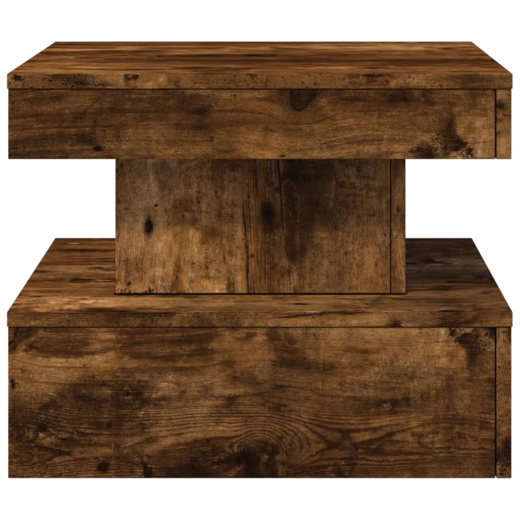 LED Coffee Table in Smoked Oak 50 x 50 x 40 cm