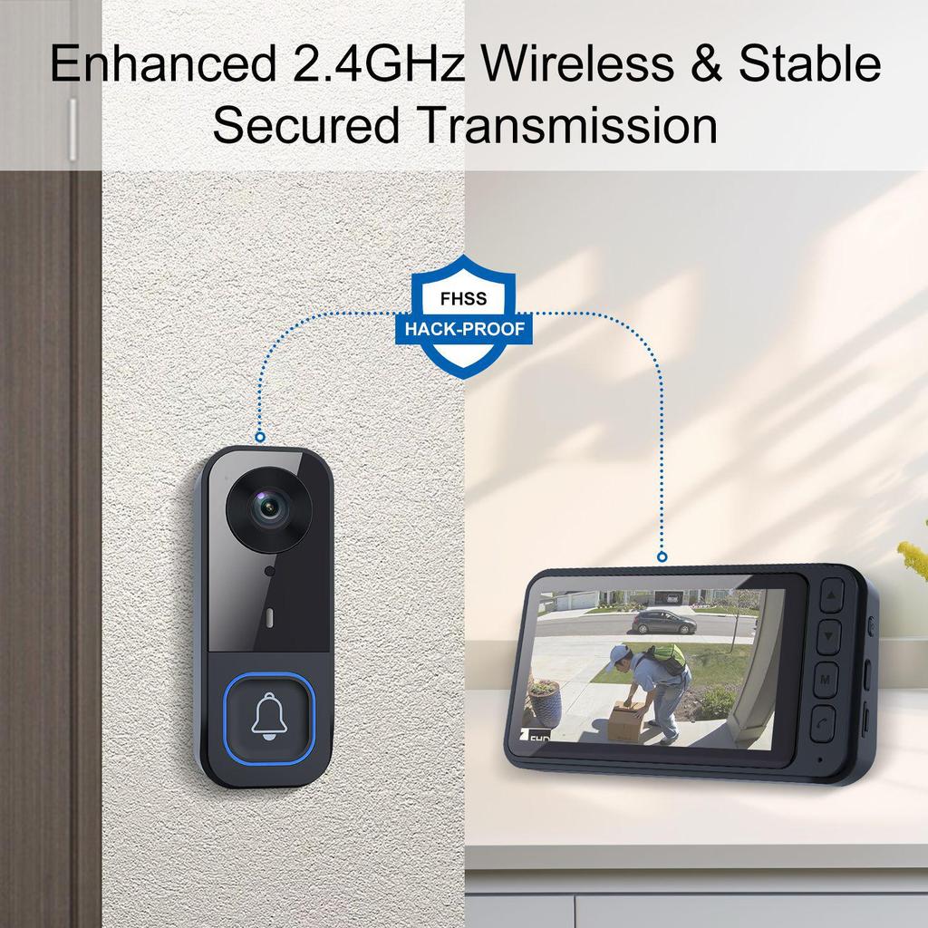 HD Smart Doorbell Camera with Screen & Humanoid Detection for Outdoor Intercom and Home Surveillance