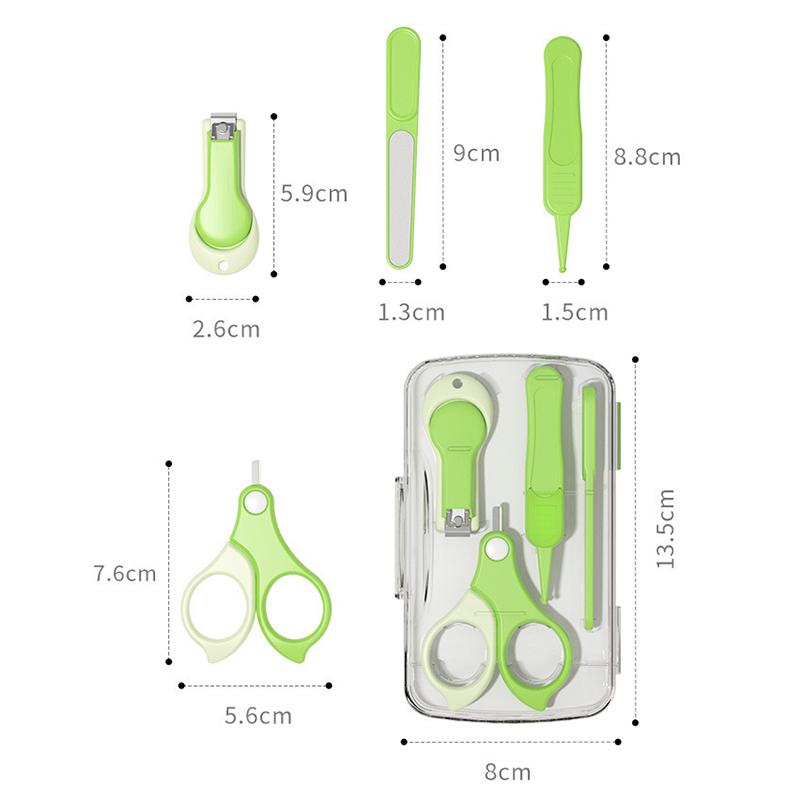 4 шт. Новорожденные детские ножницы для ногтей Инструмент для ухода за детскими ногтями Безопасный для детей Портативные кусачки Триммер Пинцет С коробкой Детский маникюрный набор