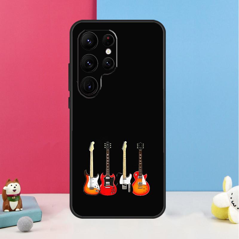 Винтажный Чехол с Музыкальными Гитарами для Samsung Galaxy S23 Ultra S24 S22 Note 20 10 Plus S8 S9 S10 S21 S20 FE Задняя Крышка