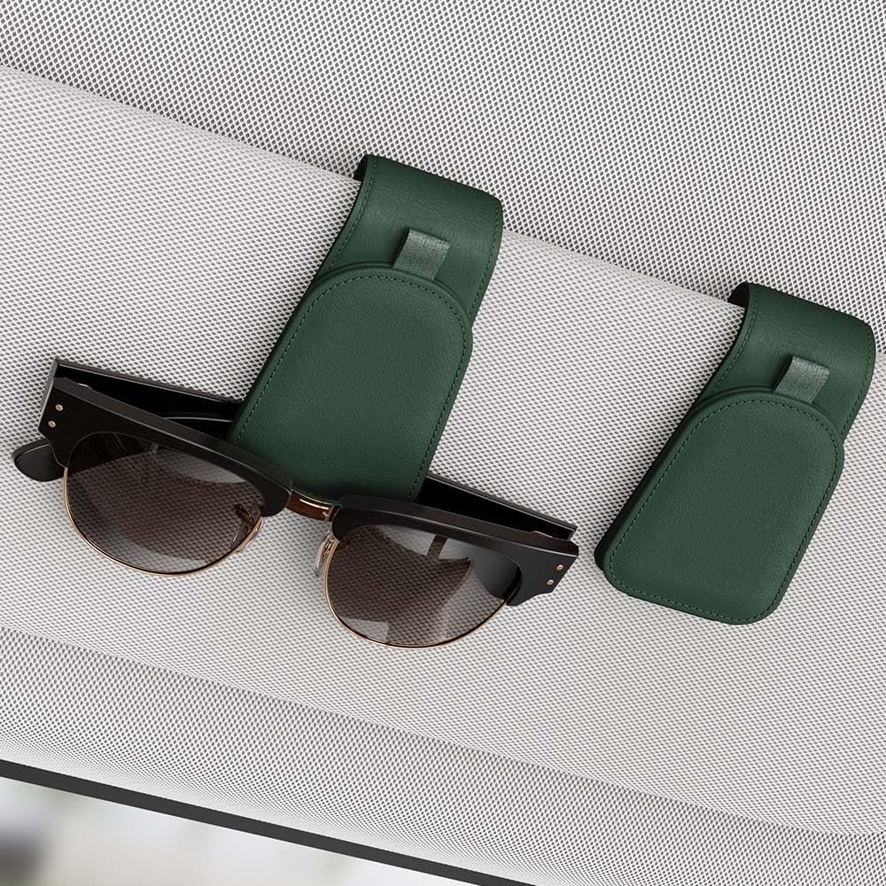 Sotfamily Sunglass Holder For Car Visor, Suede Cloth Magnetic Sunglass Organizer For Car Accessories, 2 Packs, Grass Green