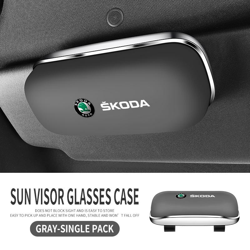 XOWS7 Car Sun Visor Sunglasses Case for Skoda Octavia Fabia Superb Rapid, Eyeglasses Holder Storage Box Auto Interior Accessories