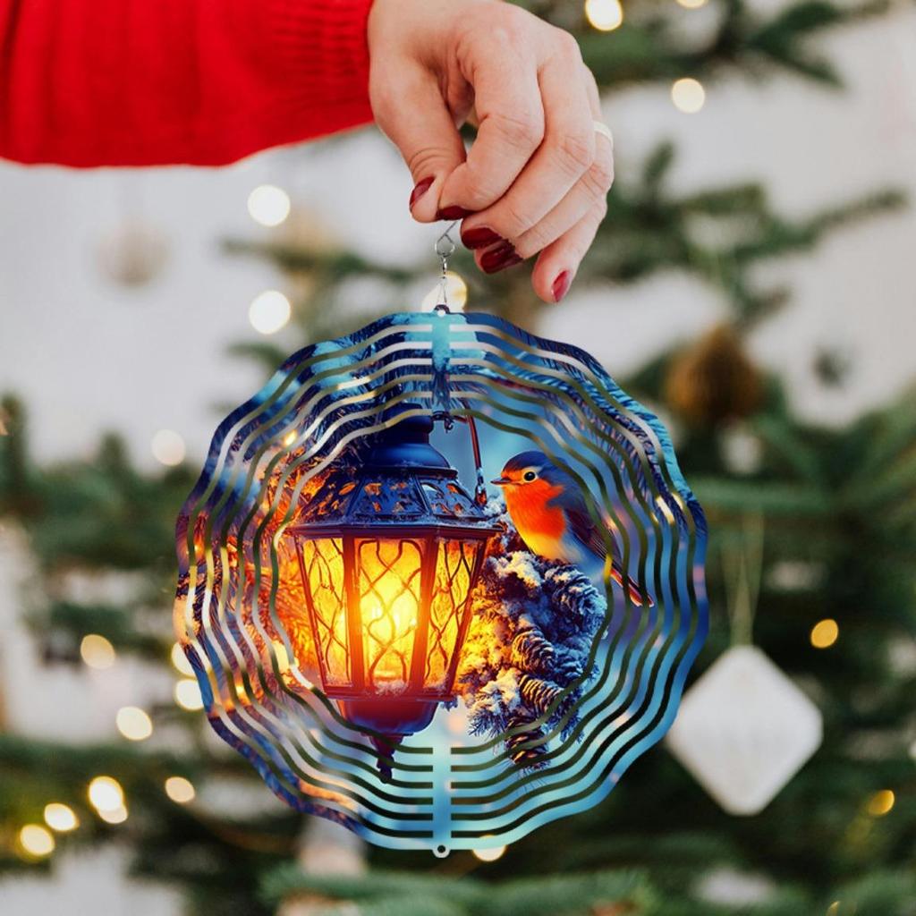 10 Inch Metal Wind Chime with Lantern and Bird Design Outdoor Garden Patio Decor for Halloween Christmas Easter Thanksgiving