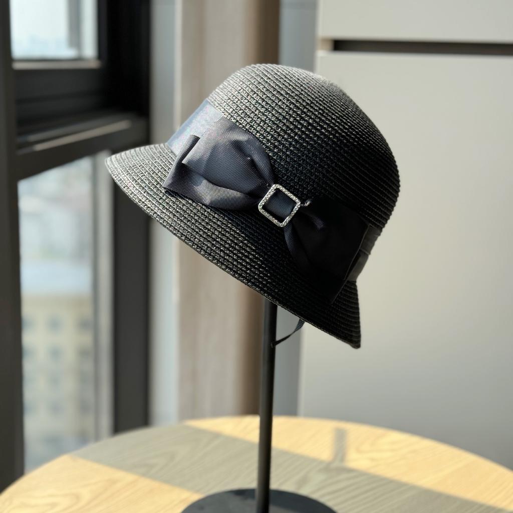 New rhinestone elegant casual foldable fisherman hat, fashionable summer travel sunshade straw hat for women, sun protection sun hat