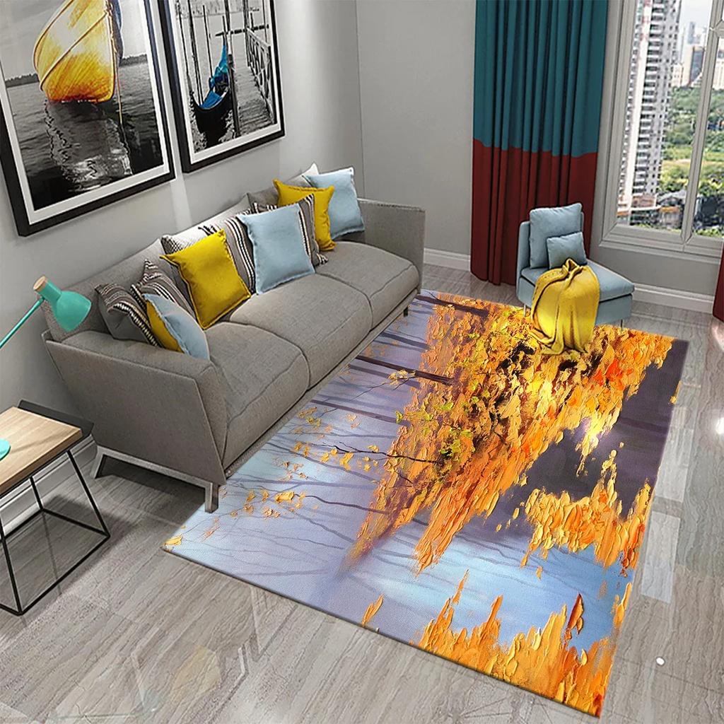 Colorful Tree Abstract Oil Painting Carpet Living Room Bedroom Decor Rug Room Floor Mats Kitchen Bathroom Entrance Non-slip Mats
