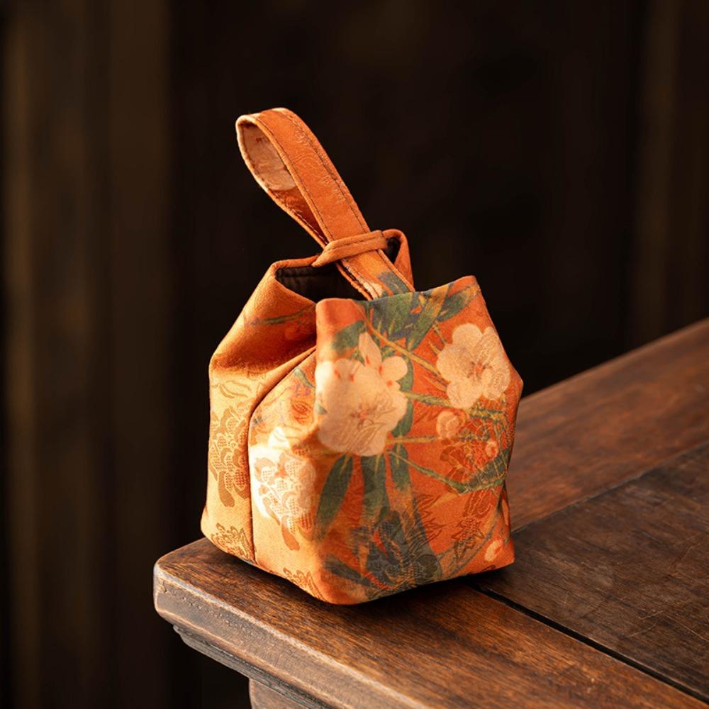 Вышитая сумка для хранения чайных чашек, утолщенная сумка, переносная сумка для чайных чашек из ткани с завязками