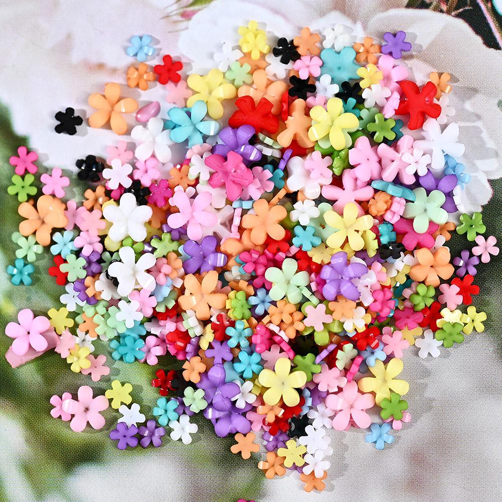 100 шт./пакет 3D акриловые цветы для ногтей подвески смешанного размера цвета украшения для ногтей стразы цветочки ювелирные изделия DIY аксессуары для ногтей