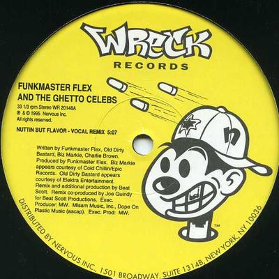 12-дюймовая пластинка FUNKMASTER FLEX & THE GHETTO CELEBS - Nuttin But Flavor (Ремикс) WR20148 Wreck Records 1995 США Рэп и Хип-хоп/R&B Б/у