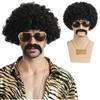 Costume Jewelry Set Synthetic Curly Hair Wigs Afro Wig Sunglasses Necklace For Adult Hip Hop Cosplay Party Accessories Hair Prop