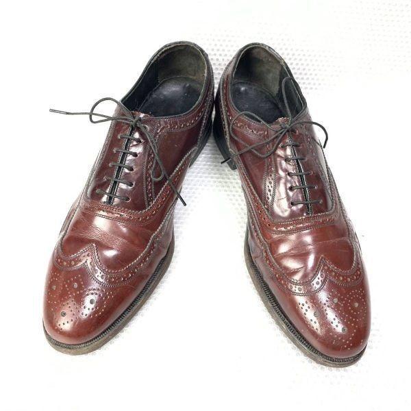 70s Vintage Florsheim Size 9D 26.5 27.0cm Full Brogue Dress Shoes Brown(USED)