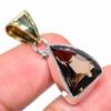 Natural Smoky Quartz Gemstone 925 Sterling Silver Two Tone Pendant 1.34" g4W47