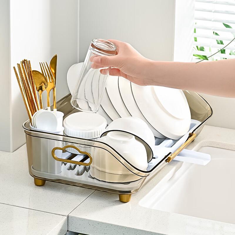 WEZHO Transparent Countertop Dish Drying Rack