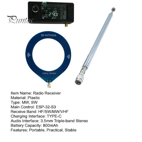 0,5-108 МГц вседиапазонный радиоприемник с антенной 1,9-дюймовый IPS-экран компактный портативный внутренний наружный HF/SW/MW/VHF радио