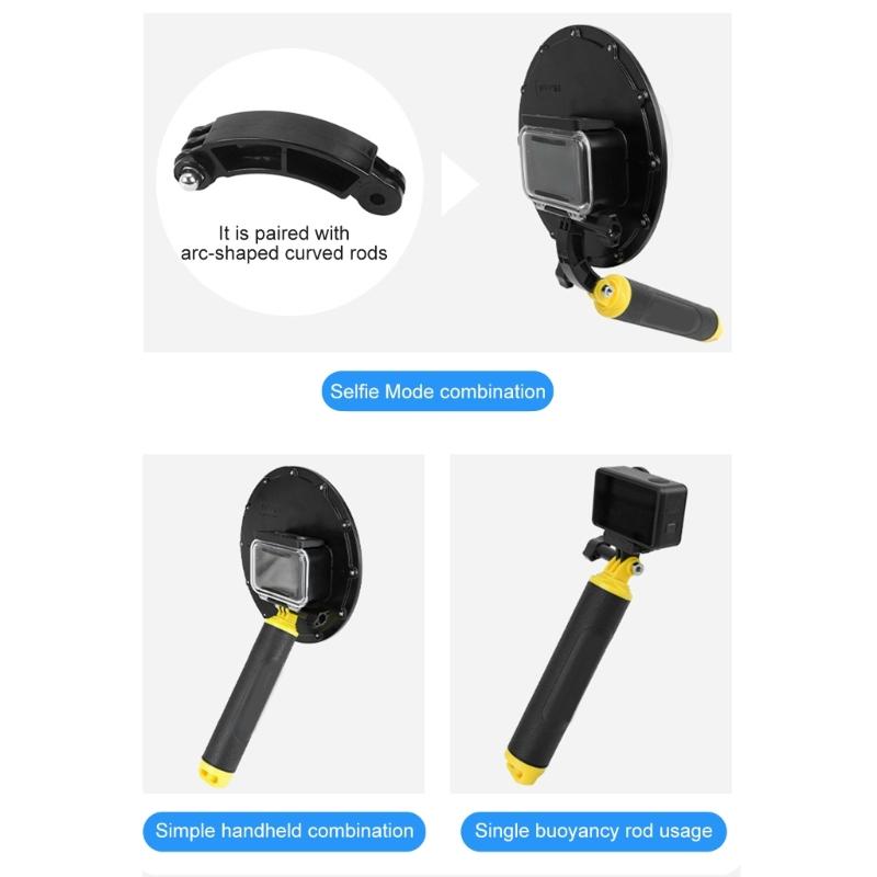 Подводный купольный порт с разделенным уровнем для камер Action5/4/3 Водонепроницаемый корпус с плавучей рукояткой Защита до 30 метров