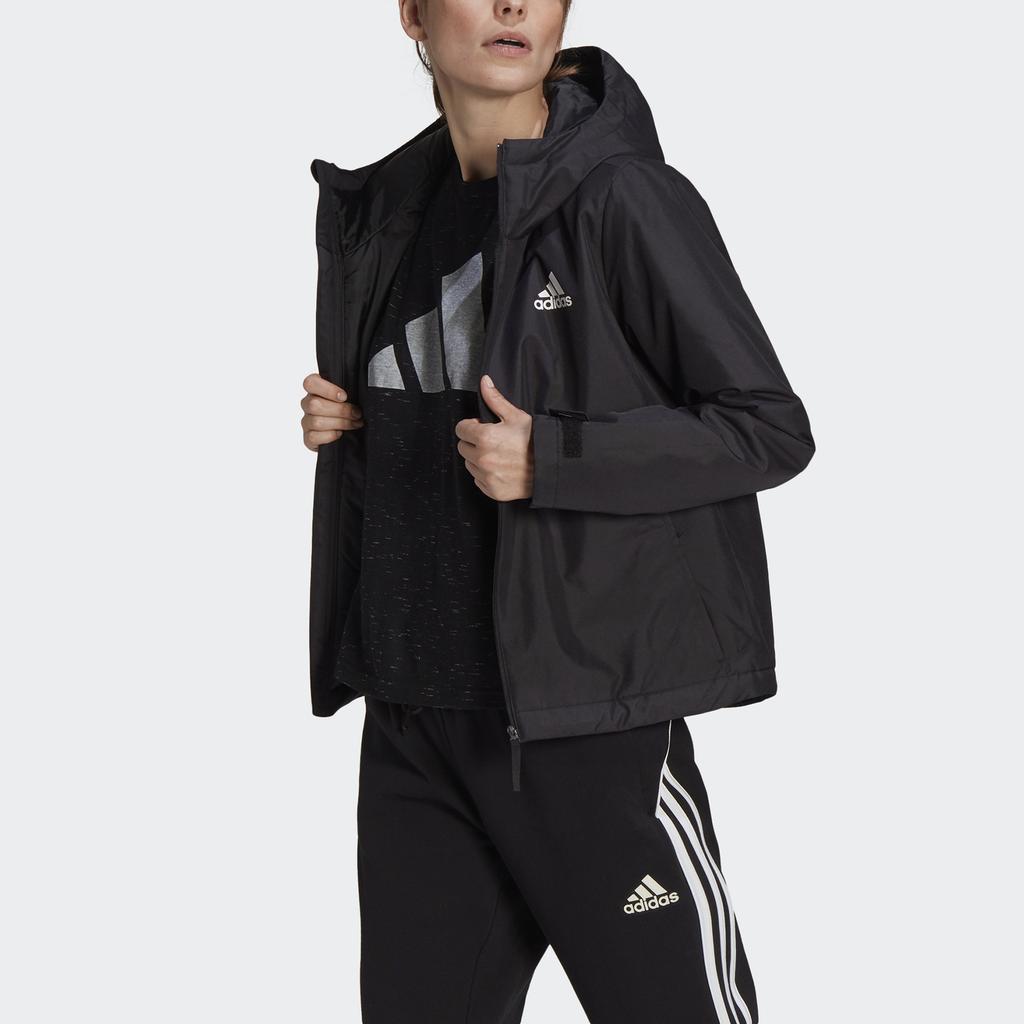 adidas W Bsc St HJ Classic Logo Спортивная куртка с капюшоном из хлопка Женская куртка черного цвета GN3238