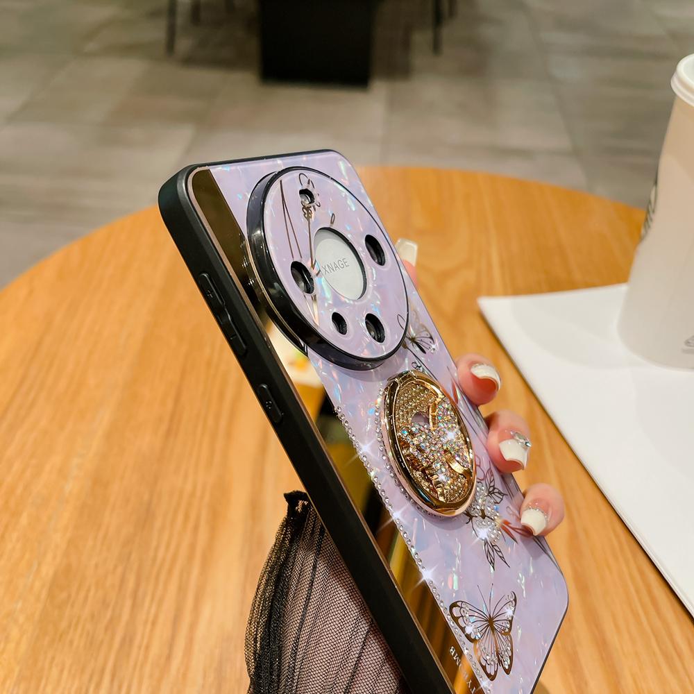 KEYSION Противоударный чехол для Huawei Mate 60 Pro+ 50 40 30 Pro Butterfly Ring Stand Phone Back Cover для Huawei nova 12s 11 10 Pro