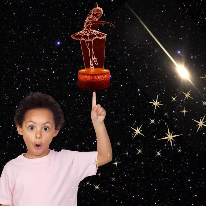 Lampe de Chevet 3D LED - Danseuse - Multicolore - Télécommande - Idée Cadeau Enfant - Intérieur