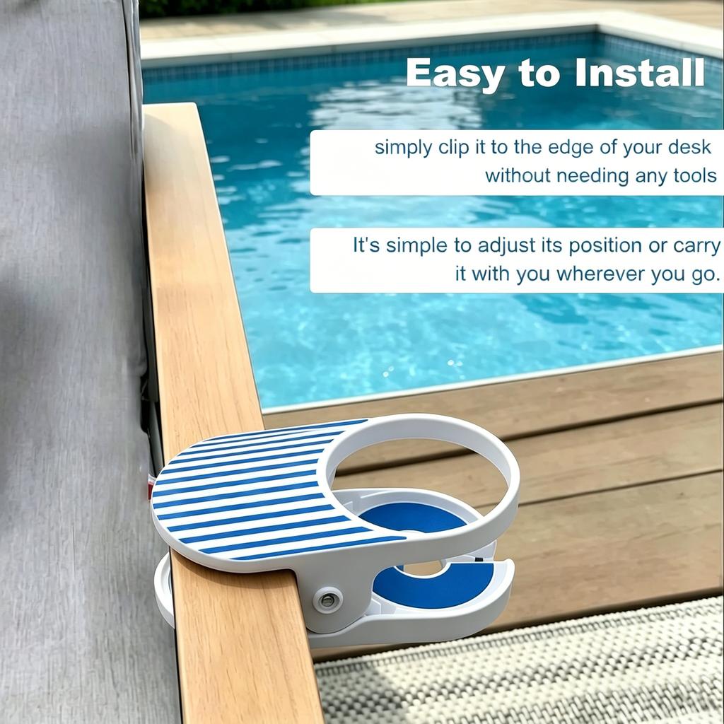 Universal Clip On Drink Holder Clamp Design Hanging Cup Rack For Beach Chair Desk Outdoor Portable Beverage Storage Accessory