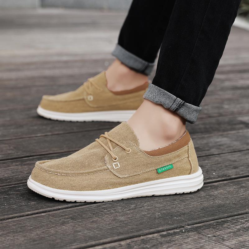 Мужская парусиновая обувь для отдыха на открытом воздухе, серые кроссовки, обувь для вождения, повседневная обувь цвета хаки с широким носком для больших размеров