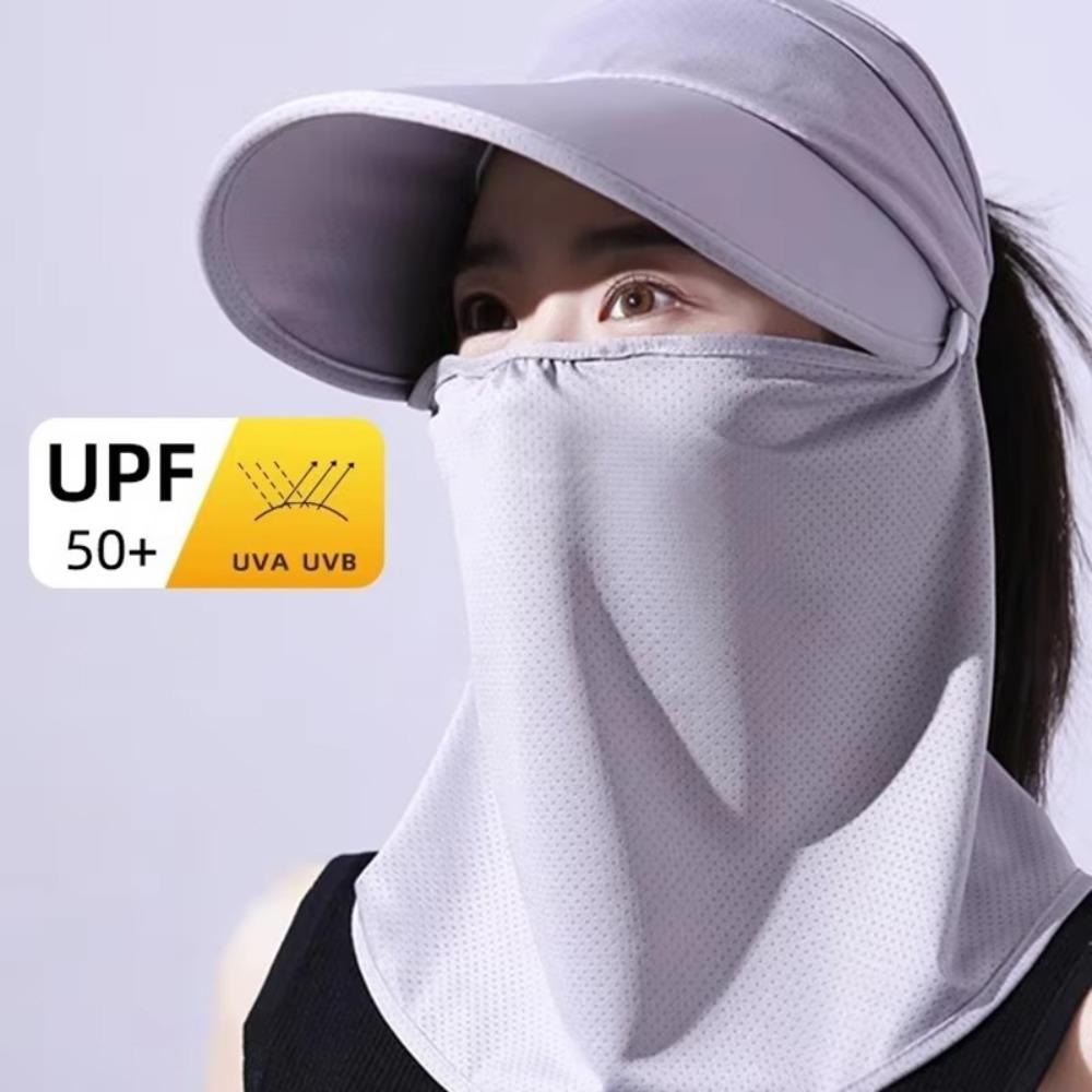 Adjustable Outdoor Cycling Mask Removable Sunscreen Hats New Ice Silk Sunscreen Cap