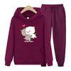 Men's Sports Suit Kawaii Girl Anime Sweatshirt Fleece Harajuku Oversized Casual Pullover Cute Couple Valentine's Day Gift Hoodie Set