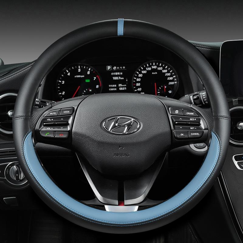 Кожаный чехол на руль автомобиля из микрофибры для Hyundai Veloster II I30 III 2018-2022 Elantra (США)  - 2023 Автоаксессуары