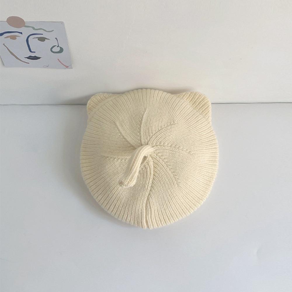 Однотонная шапка-бини, шерстяная шапка-колпачок, симпатичная вязаная крючком детская шапочка