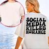 Футболка Social Media Killed Romance Летняя Мода Мужская Забавная Футболка с Буквами Унисекс Высокое Качество Винтажный Хлопок Футболки Рубашки Топы