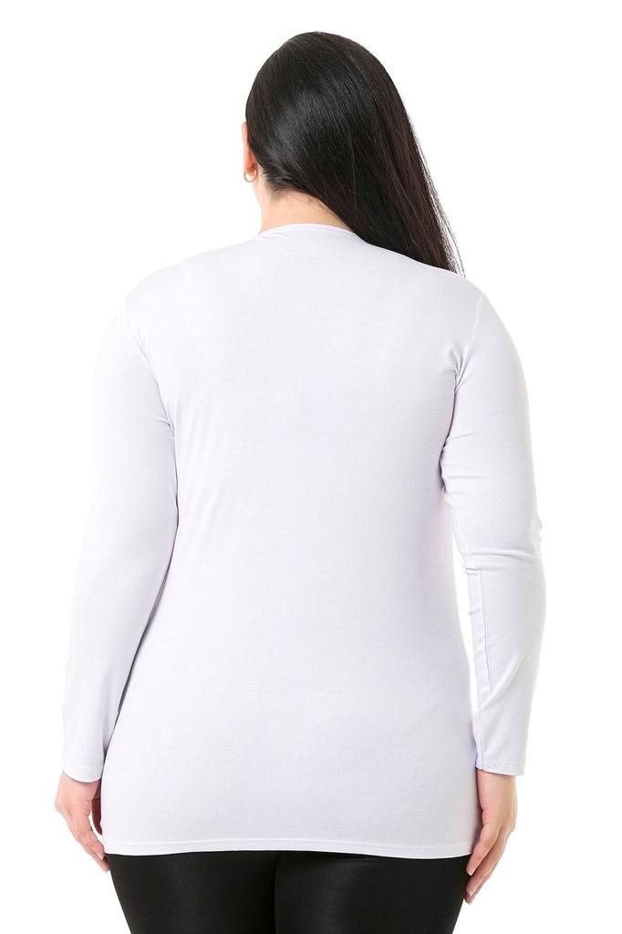 Women's Style Big Size Body Plus Size Crew Neck Long Sleeve Viscose Black Body