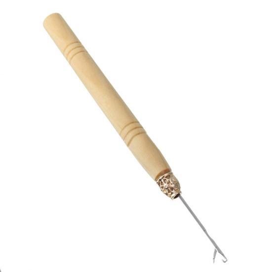 Wood Handle Crochet Needle Wig Hair Pulling Knitting Extension Threader Tool
