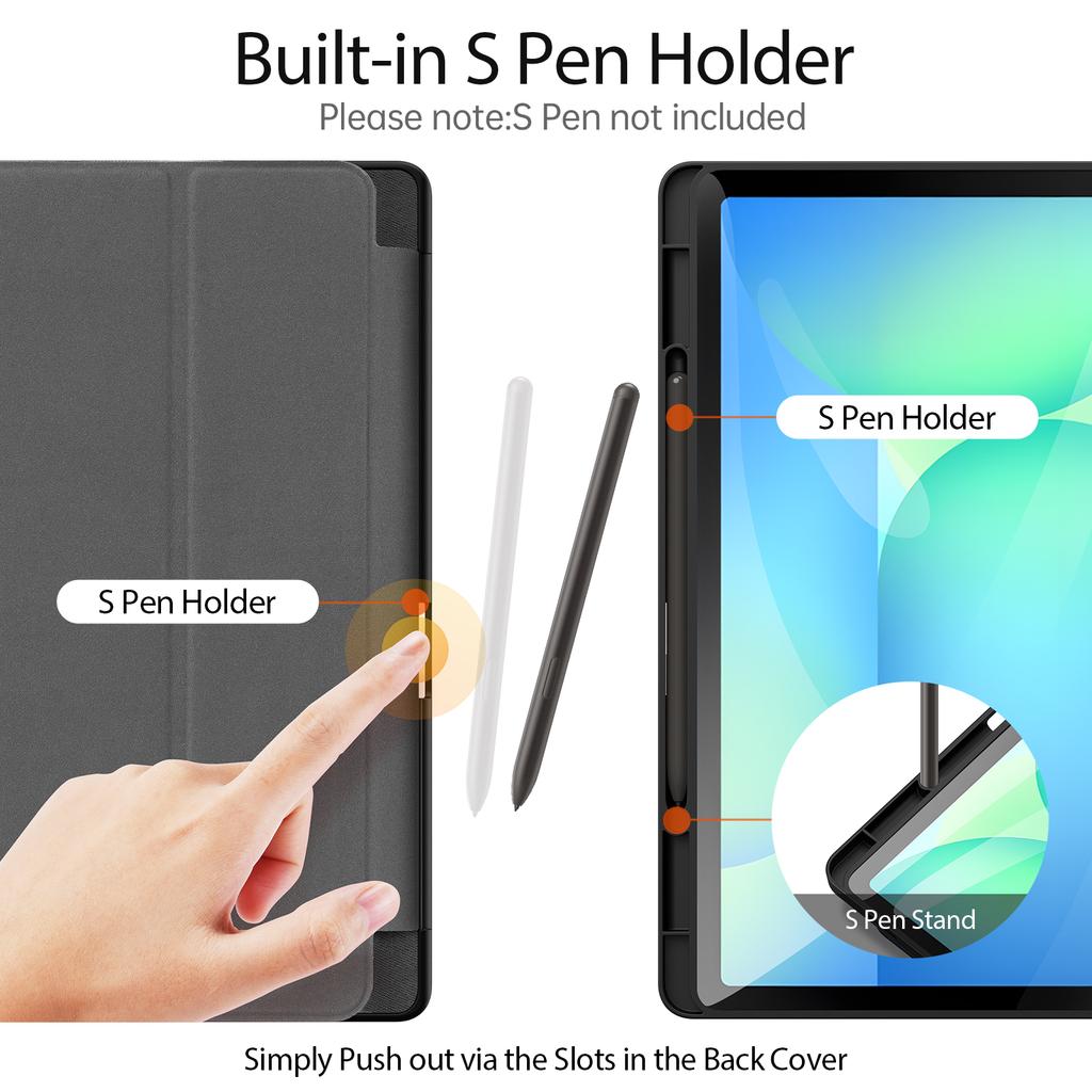 Чехол для Samsung Galaxy Tab S10 FE+ DUX DUCIS Серия Domo Чехол-подставка с тройным сгибом из ПУ кожи для планшета