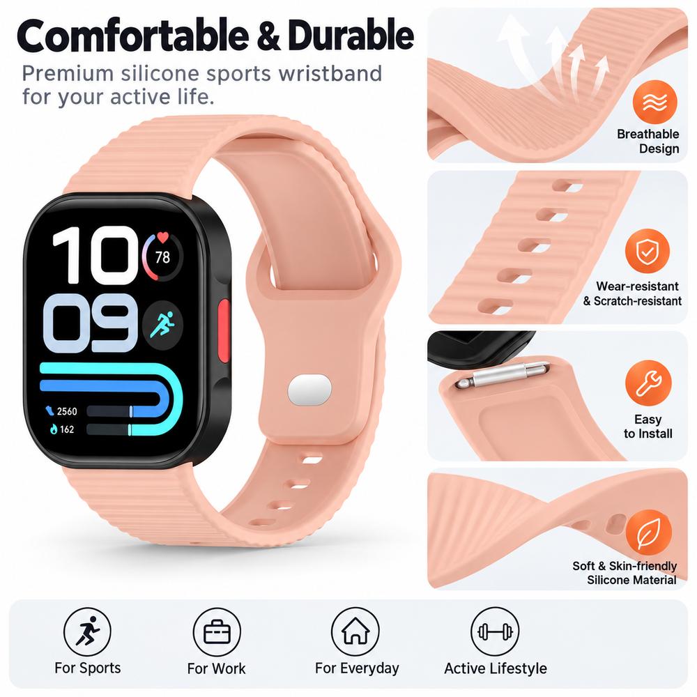 Replacement Silicone Watch Strap for Redmi Watch 6 Active/6 Lite/6/5/4 Smart Watch Accessories