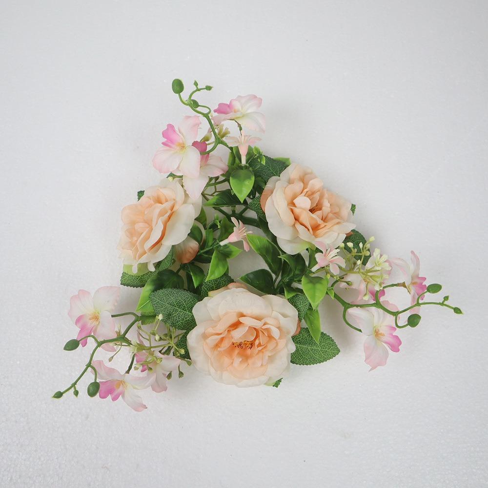 New Simulated Candlestick Wreath Silk Artificial Flowers Rhododendron Wreath Mini Candle Ring Christmas Ornament