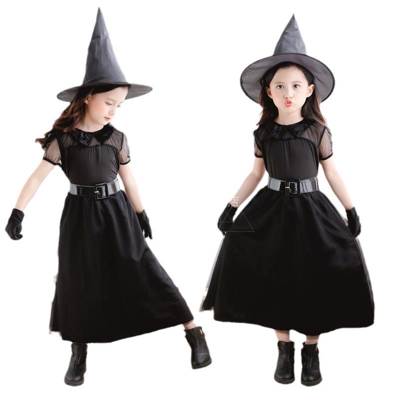 Halloween Costume Kids Witch Costume Black Mesh Little Witch Dress Witch Vampire Demon Girls