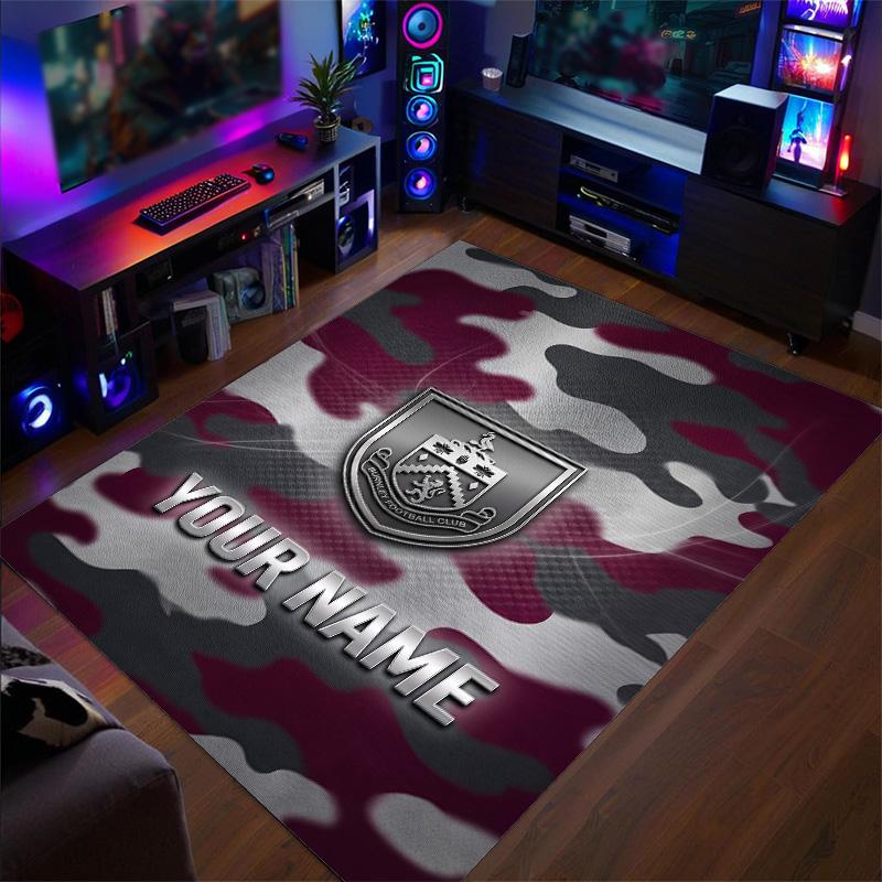 Crystal Velvet Rug Burnley Football Print Custom Name Text Floor Mat Home Decor
