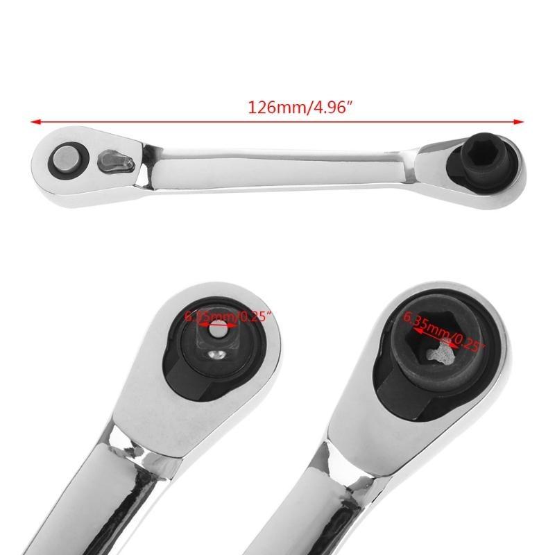 1/4" Dual for Head Square Ratchet Socket Wrench Bit Driver Screwdriver 72-To