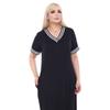 Women's Plus Size Short Sleeve Black V-neck Viscose Dress